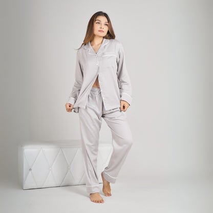 Premium Bamboo Sleepwear Set for Women | Soft, Lightweight Pajamas with Neem Finish | Gray