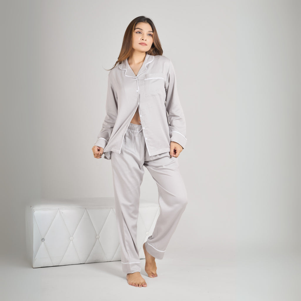 Bamboo Calm Night Suit | Mist Grey