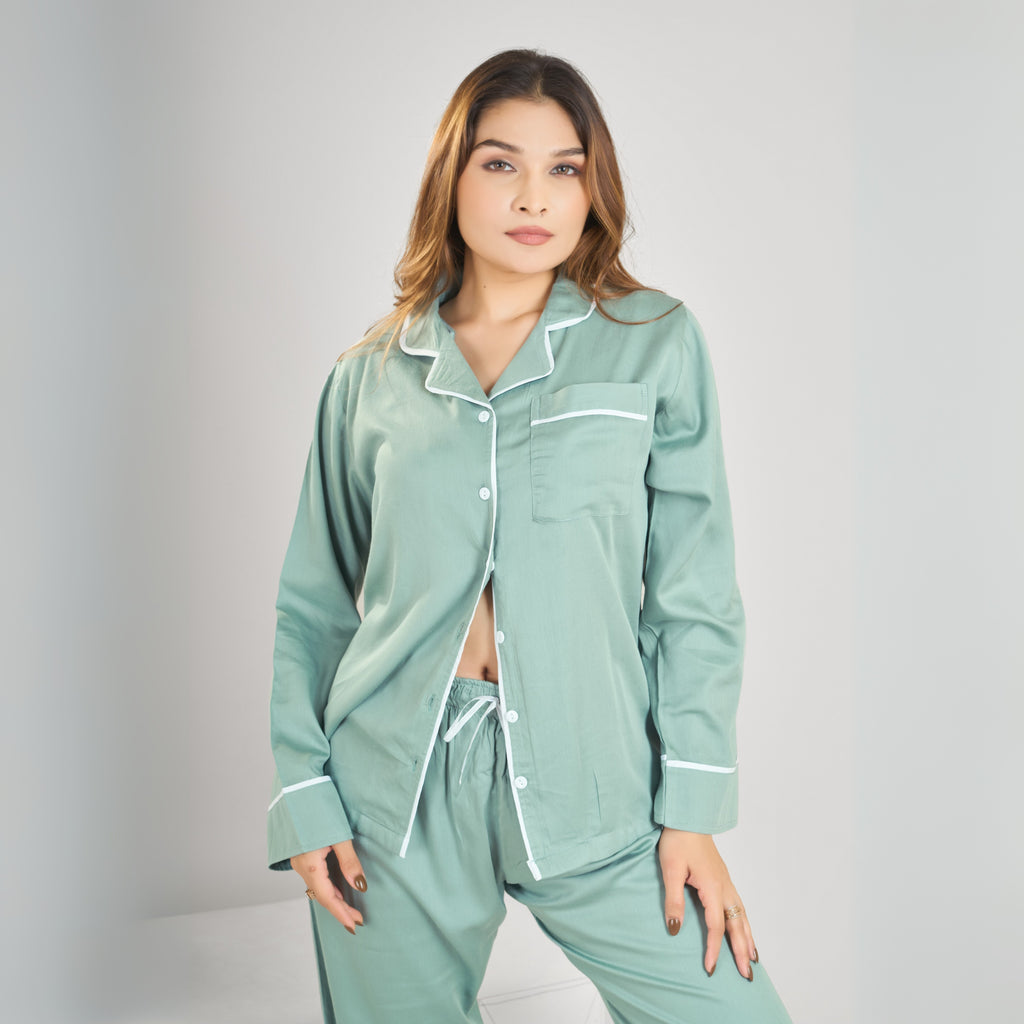 Bamboo Calm Night Suit | Misty Teal