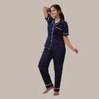 Bamboo Silk Luxe Night Suit | Royal Blue