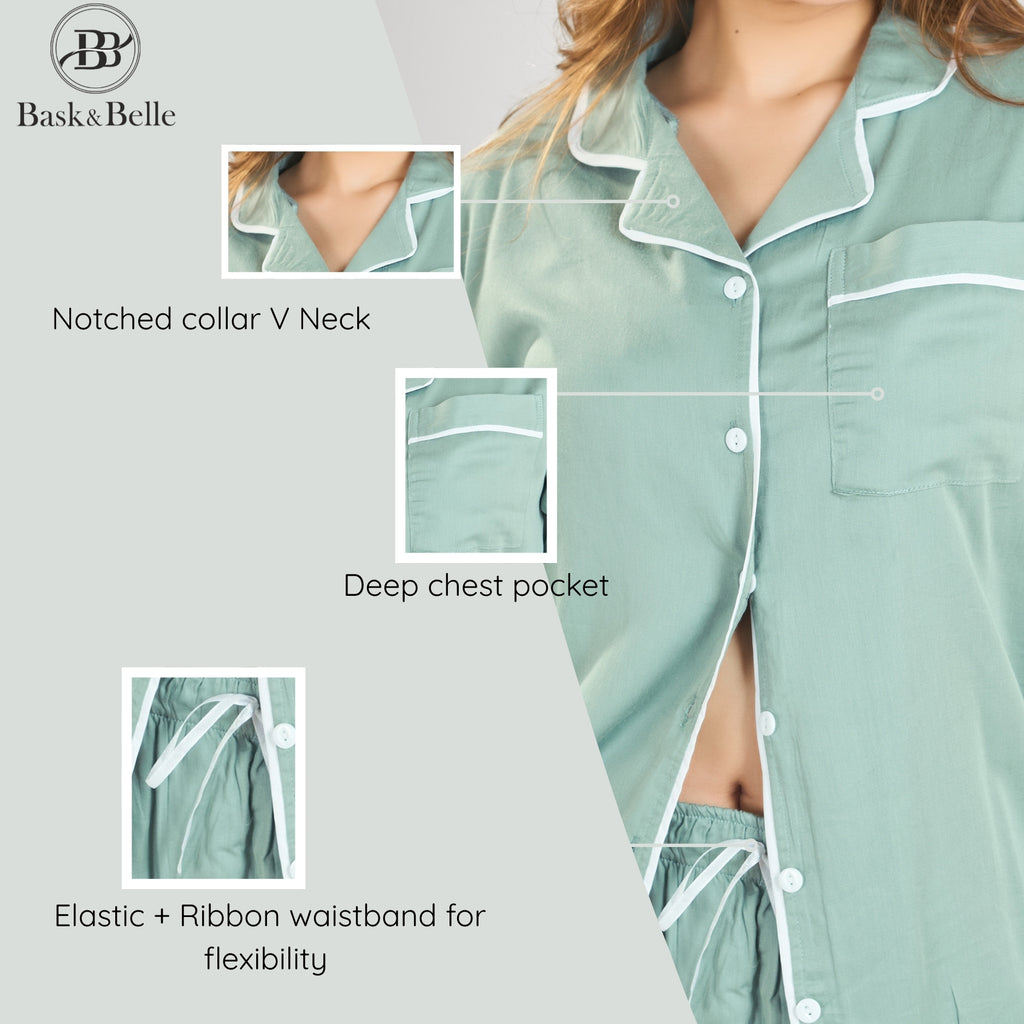 Bamboo Calm Night Suit | Misty Teal