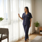 Bamboo Silk Luxe Night Suit | Royal Blue