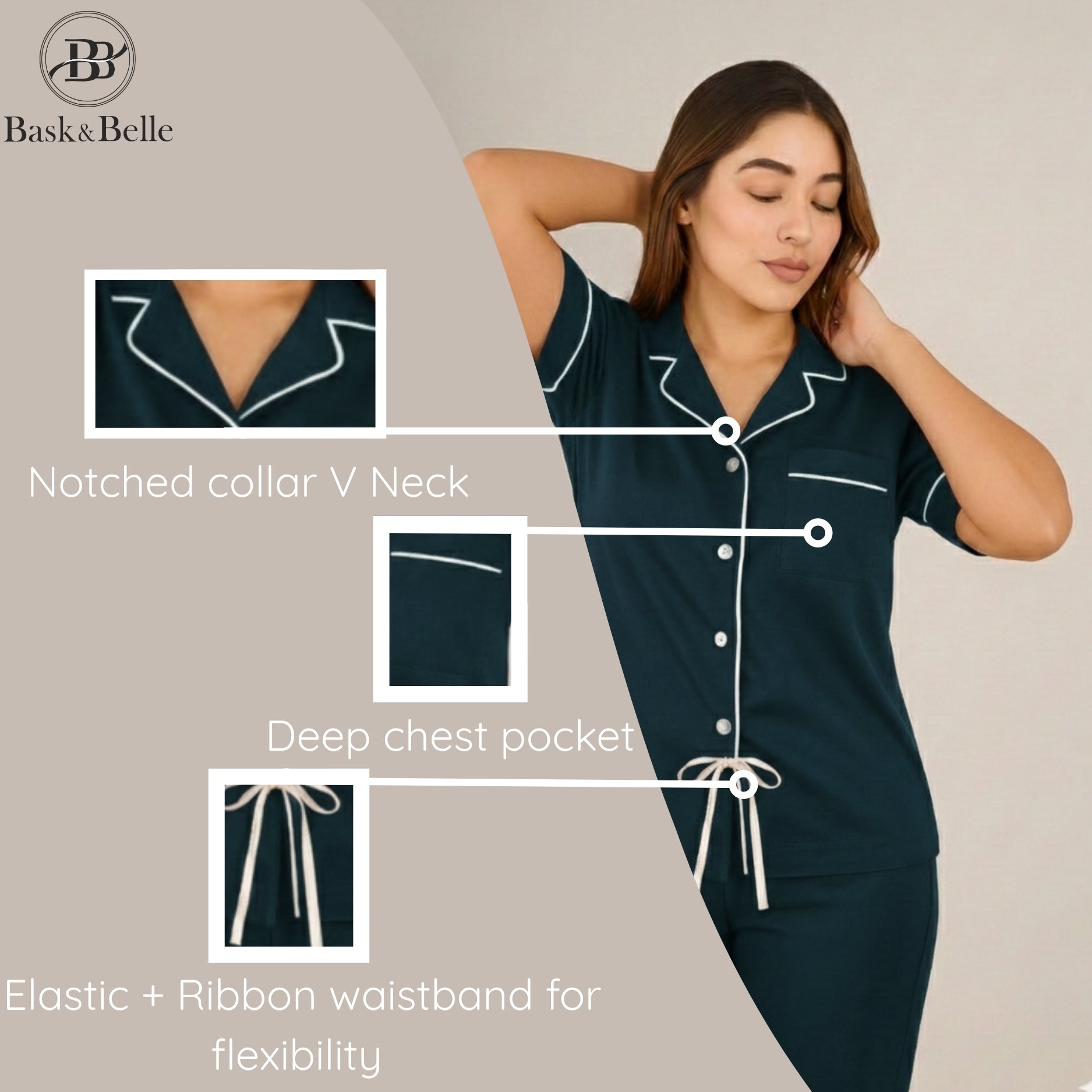 Bamboo Silk Luxe Night Suit | Cosy Teal