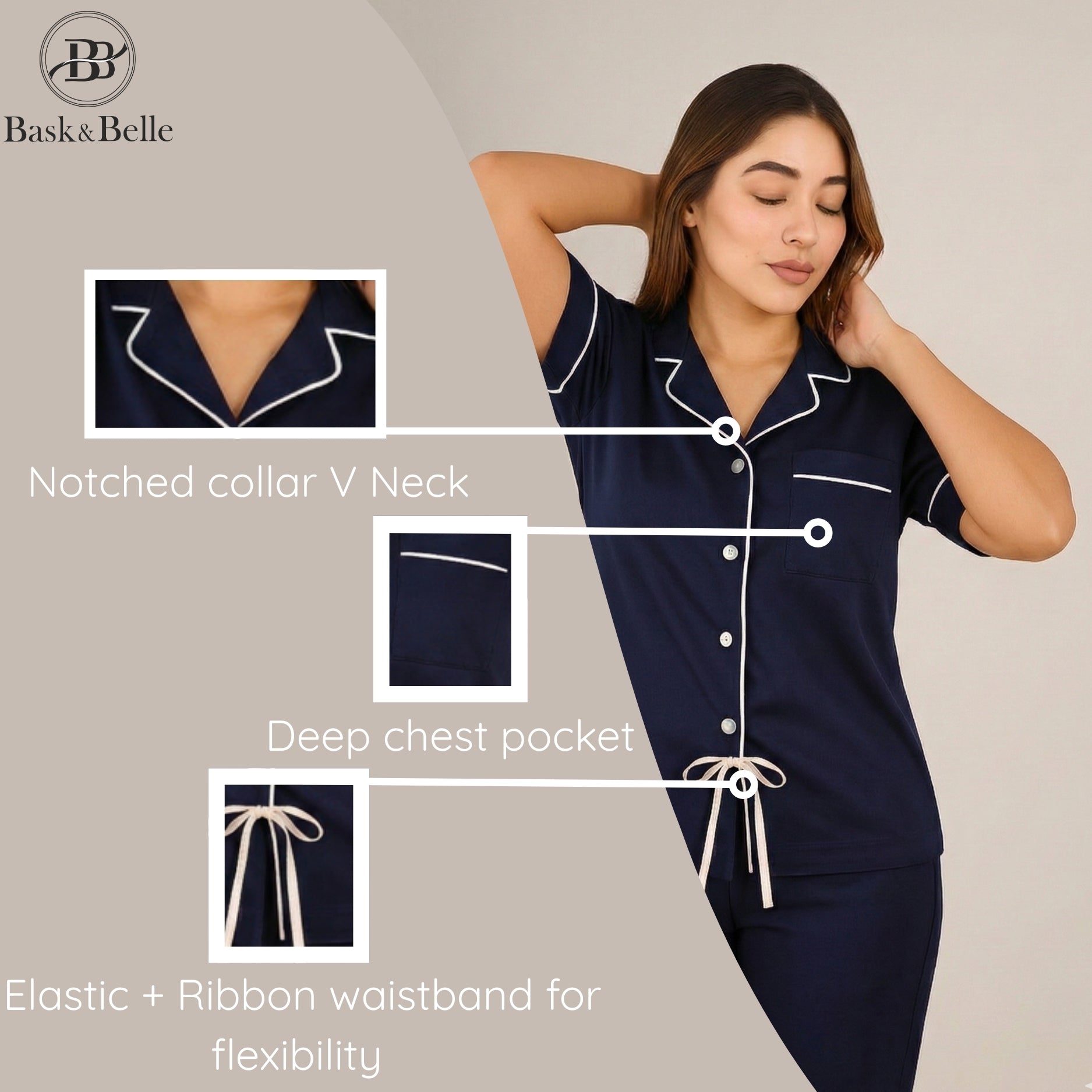 Bamboo Silk Luxe Night Suit | Royal Blue