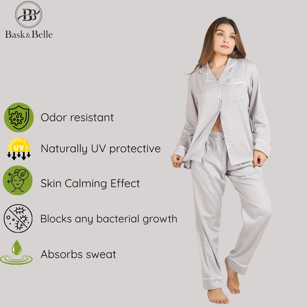 Bamboo Calm Night Suit | Mist Grey