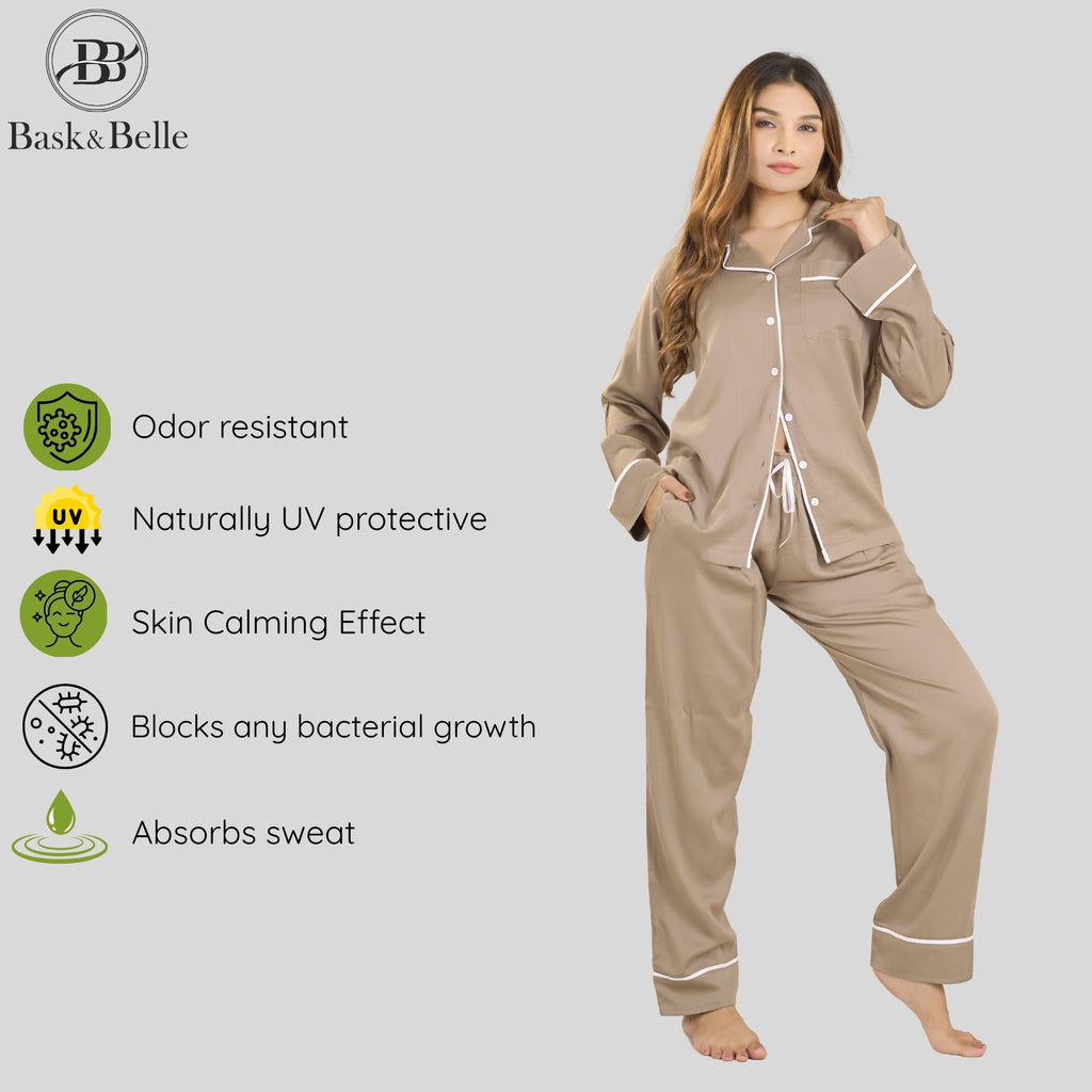 Bamboo Calm Night Suit | Olive Wood