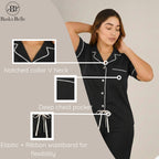 Bamboo Silk Luxe Night Suit | Midnight Black