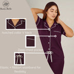 Bamboo Silk Luxe Night Suit | Velvet Wine