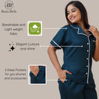 Bamboo Silk Luxe Night Suit | Cosy Teal