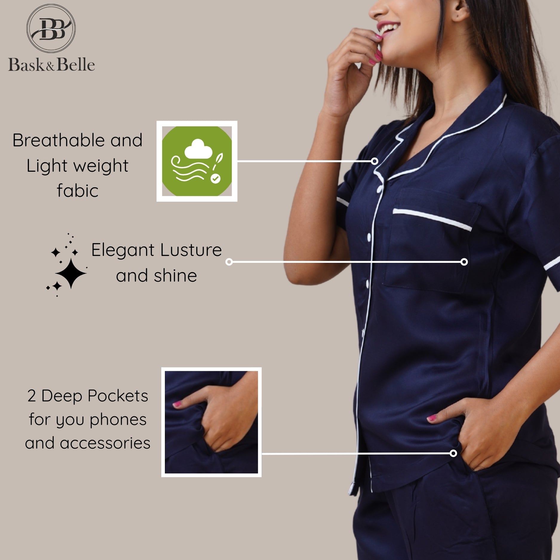 Bamboo Silk Luxe Night Suit | Royal Blue