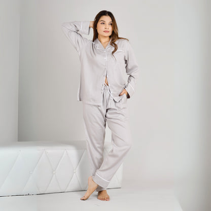 Premium Bamboo Sleepwear Set for Women | Soft, Lightweight Pajamas with Neem Finish | Gray