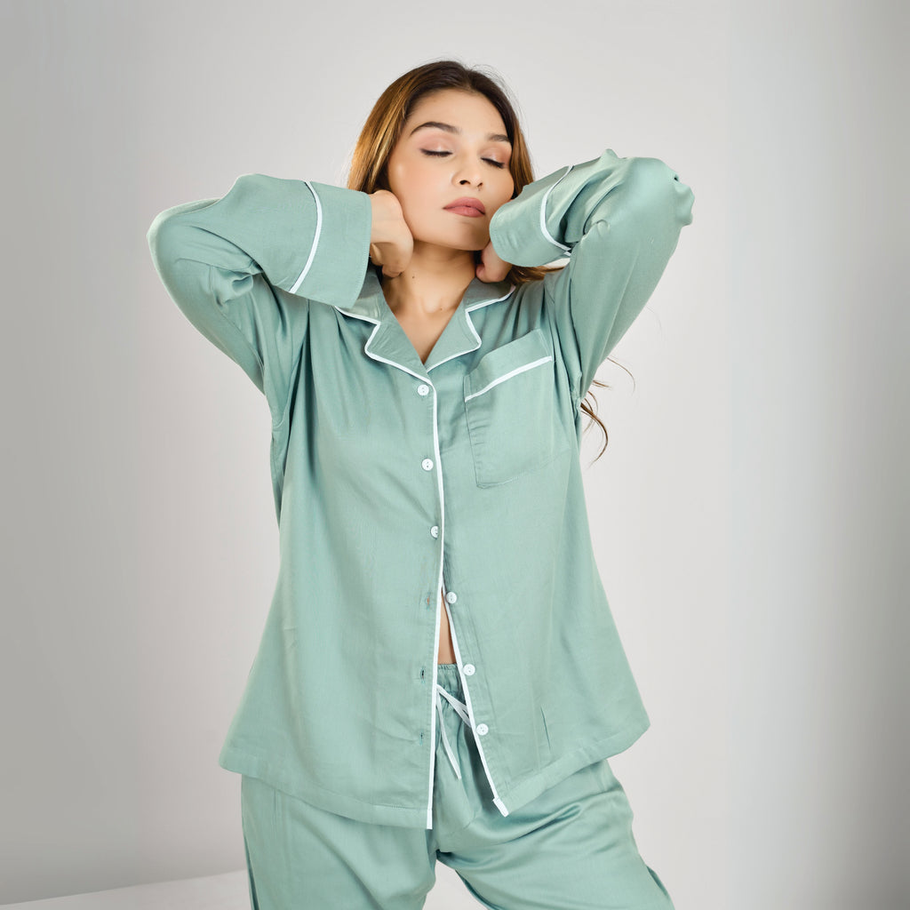 Bamboo Calm Night Suit | Misty Teal