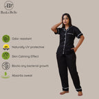 Bamboo Silk Luxe Night Suit | Midnight Black