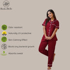 Bamboo Silk Luxe Night Suit | Crimson Red