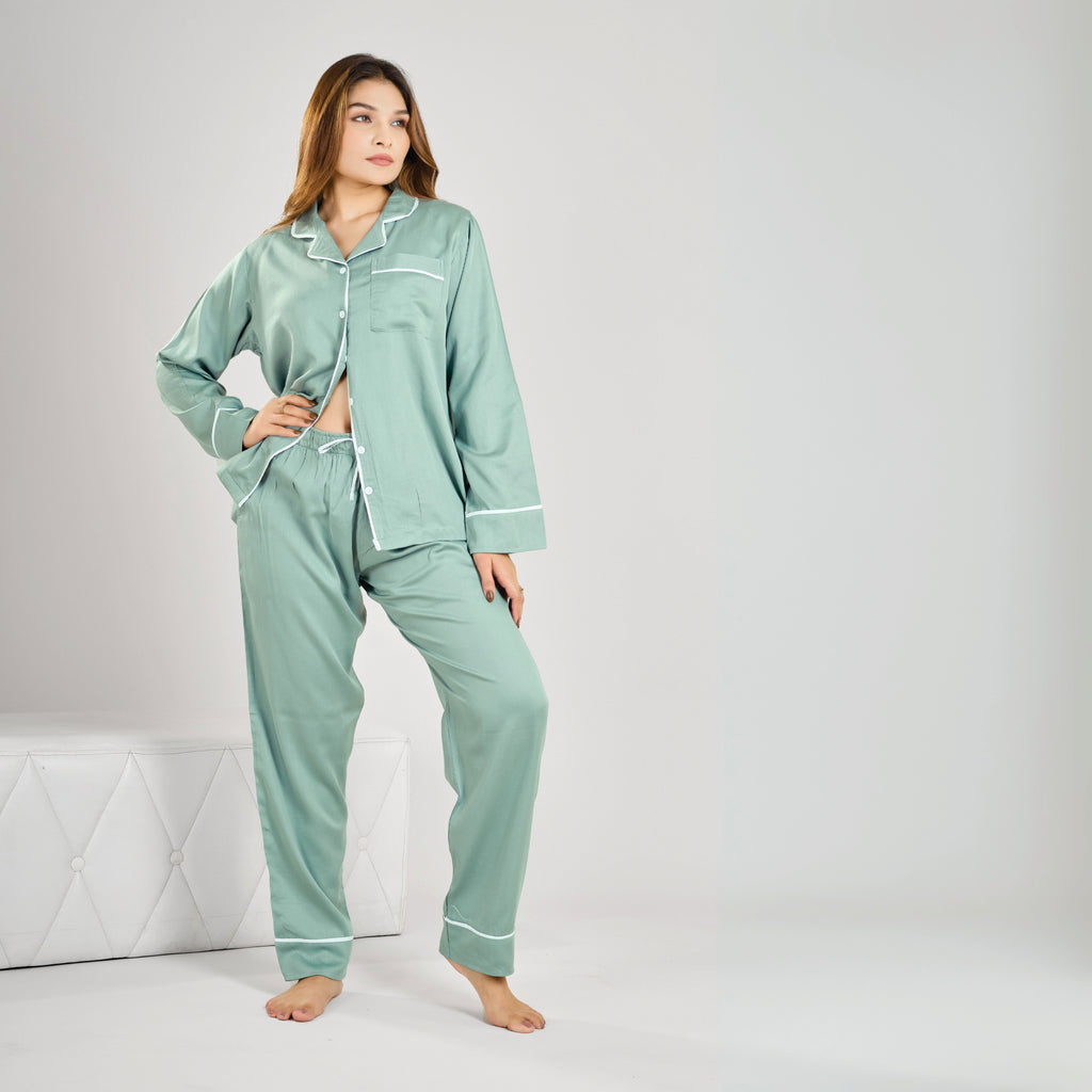 Bamboo Calm Night Suit | Misty Teal