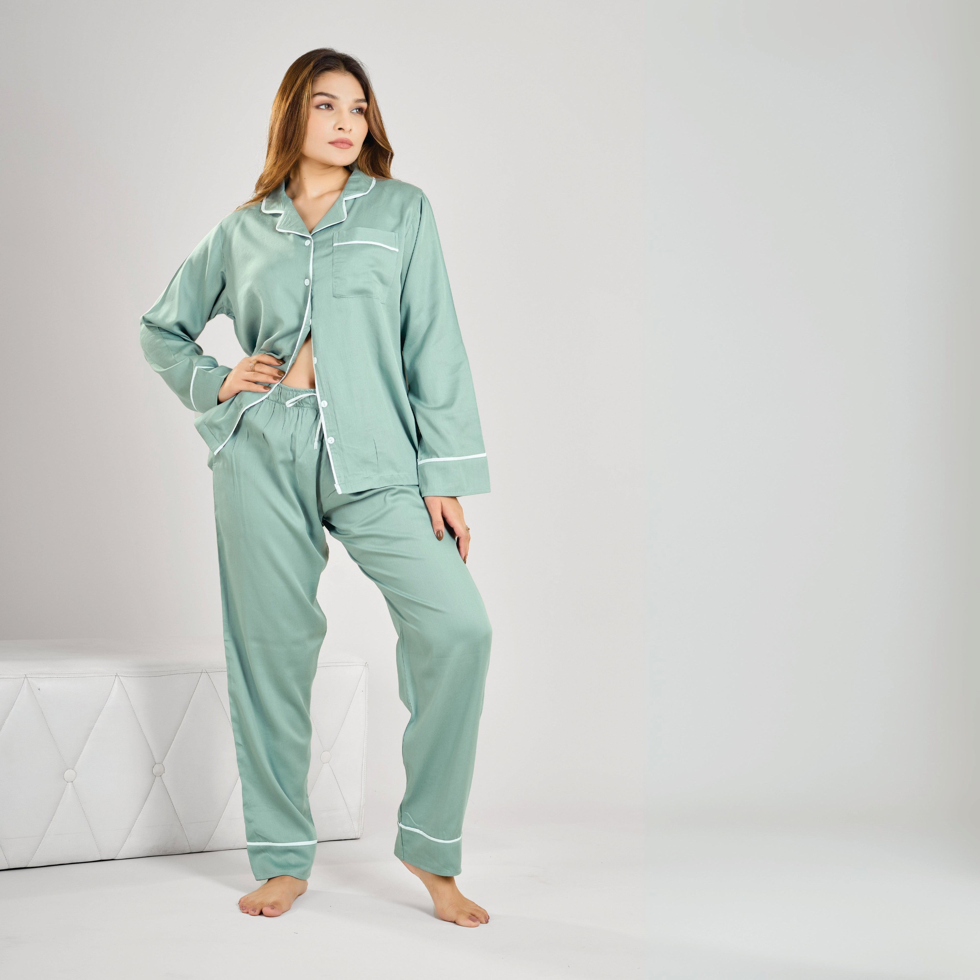 Bamboo Calm Night Suit | Misty Teal